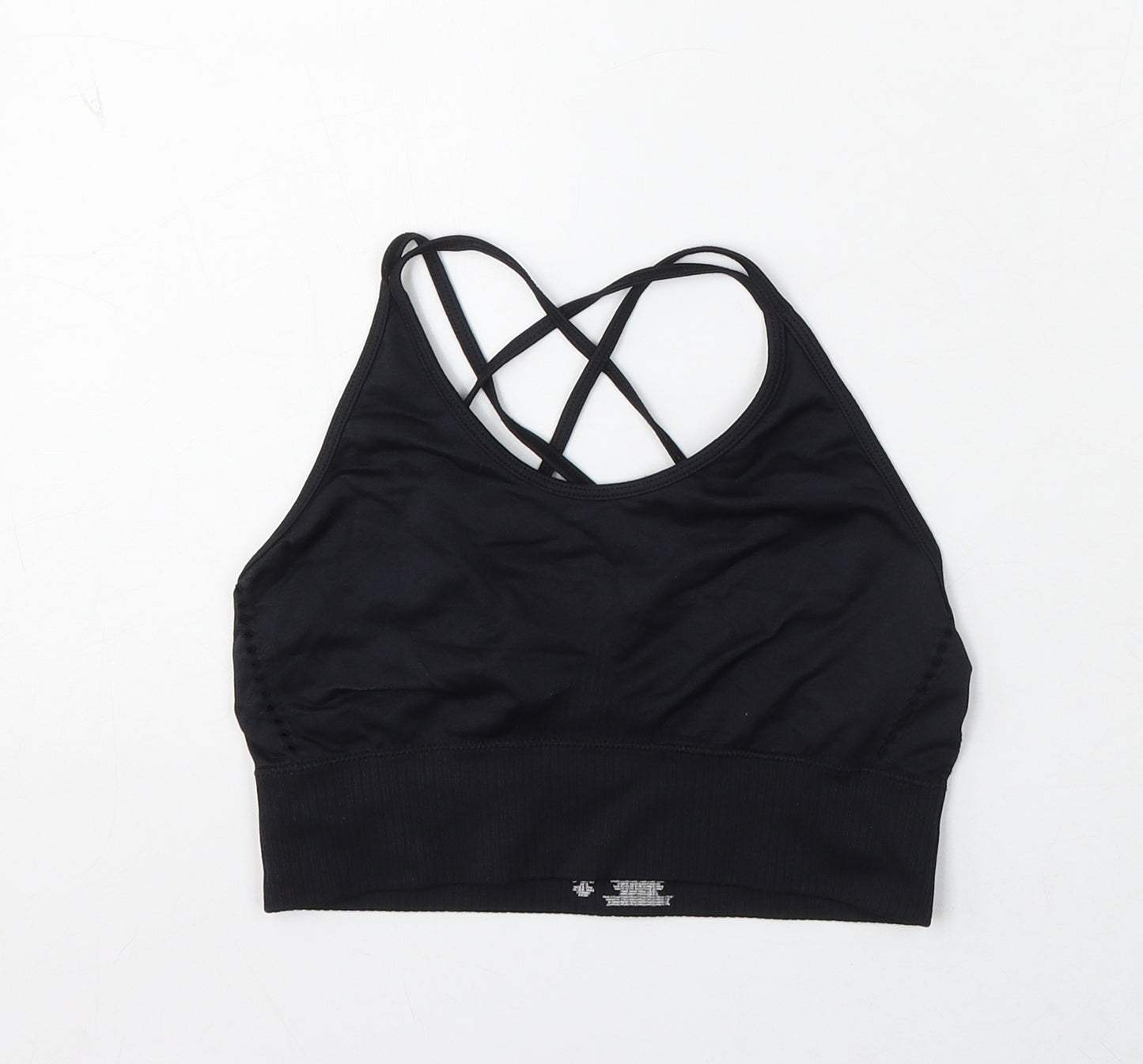 Workout Womens Black Polyester Basic Tank Size 10 Round Neck - Sports Bra
