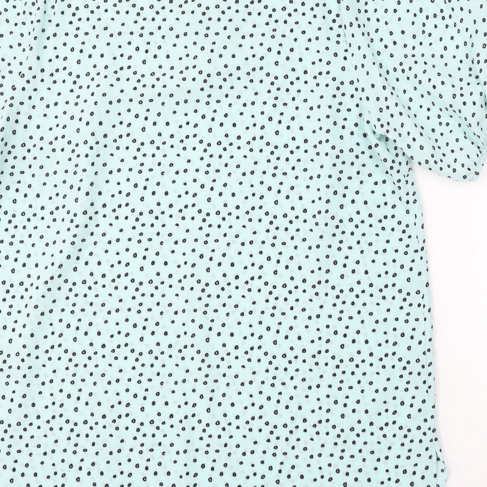 Papaya Womens Green Polka Dot Viscose Basic Blouse Size 16 Round Neck