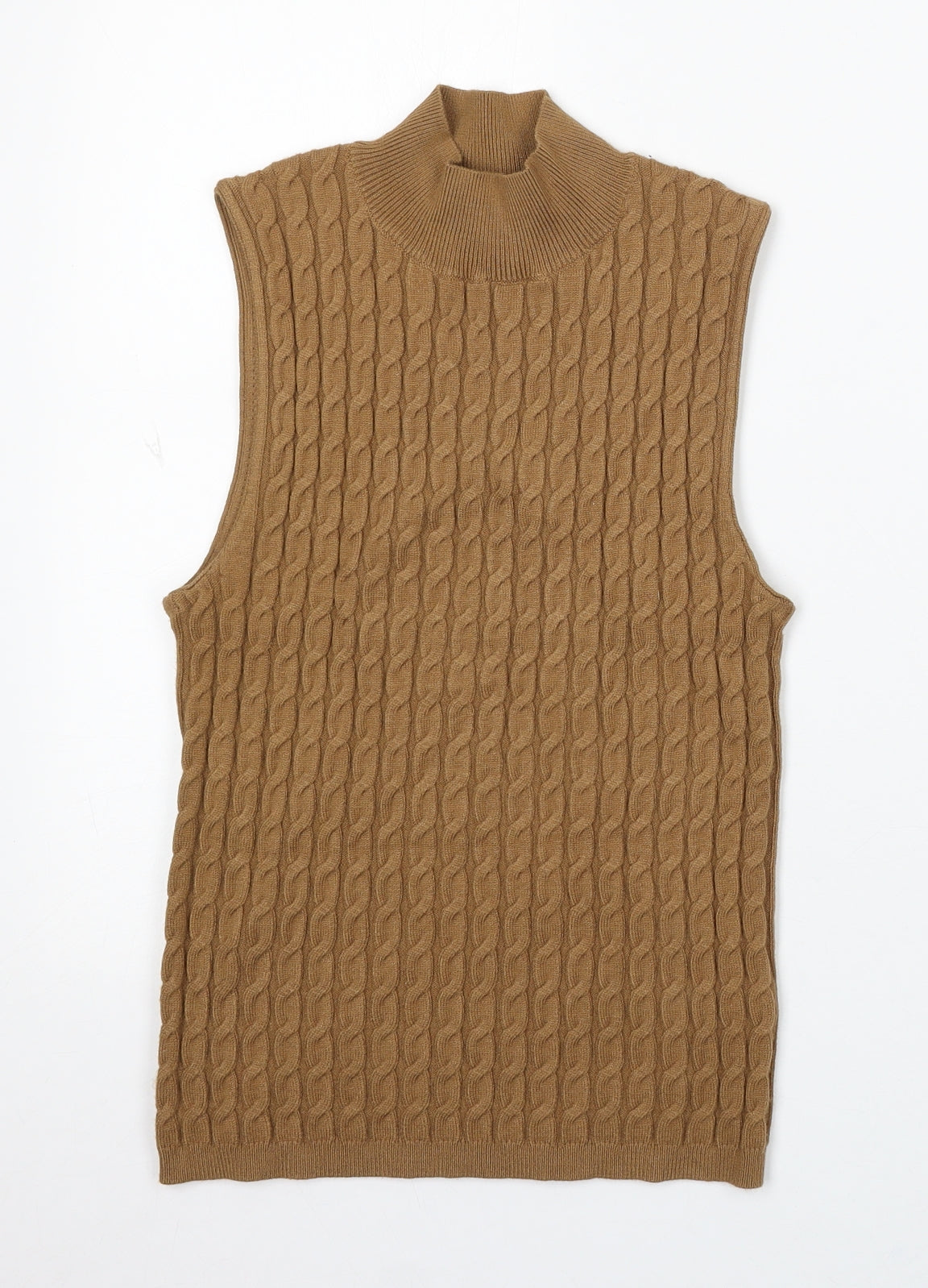 NEXT Womens Brown Mock Neck Viscose Vest Jumper Size M