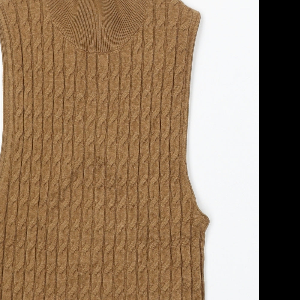 NEXT Womens Brown Mock Neck Viscose Vest Jumper Size M