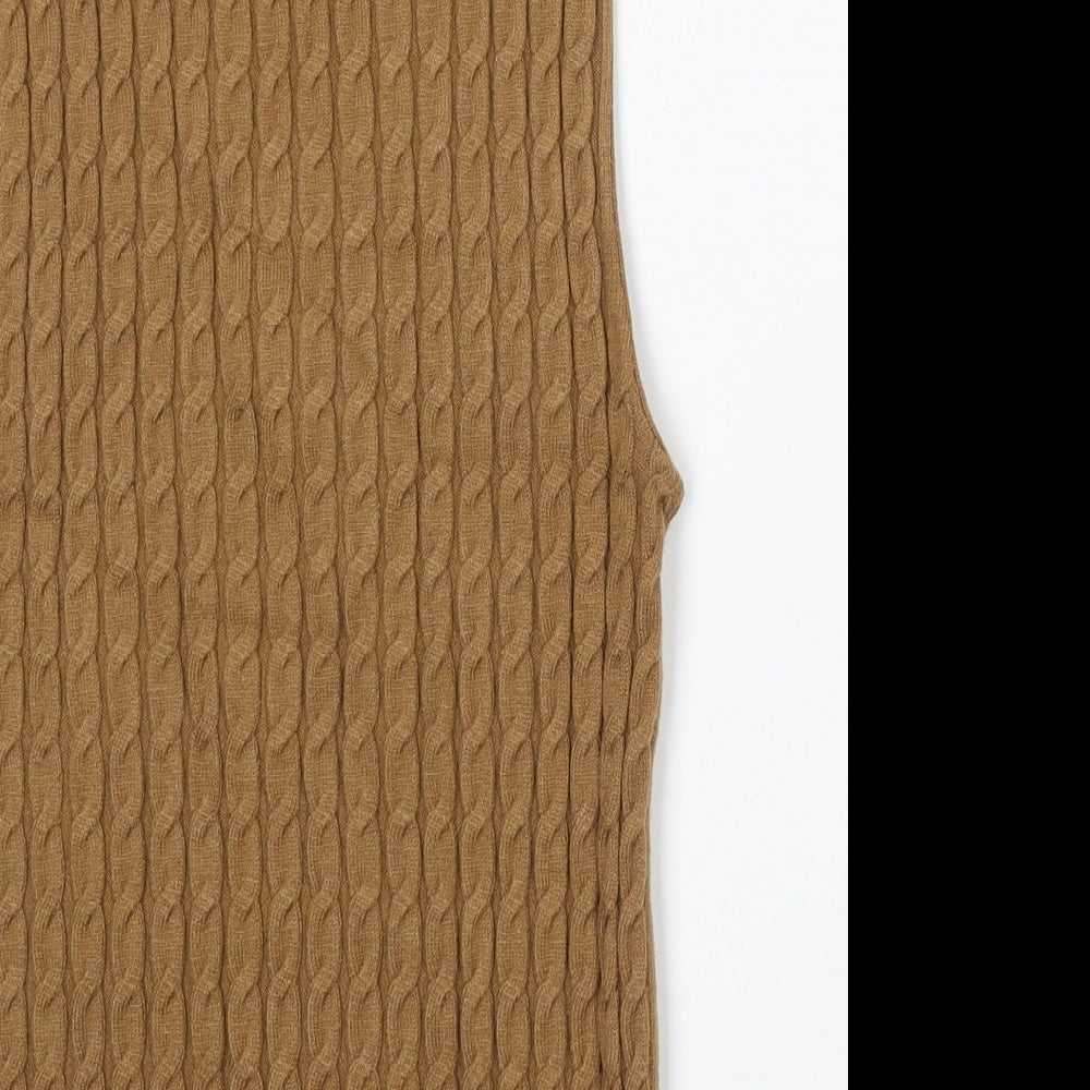 NEXT Womens Brown Mock Neck Viscose Vest Jumper Size M
