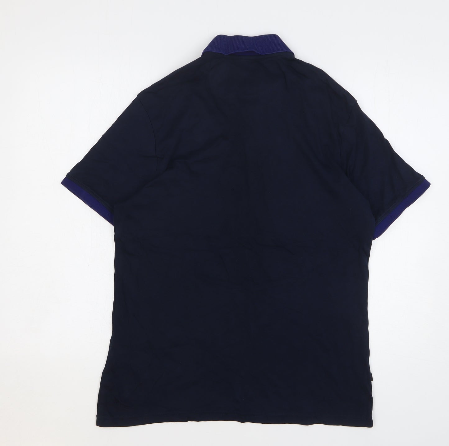 Autograph Mens Blue Cotton Polo Size M Collared Button