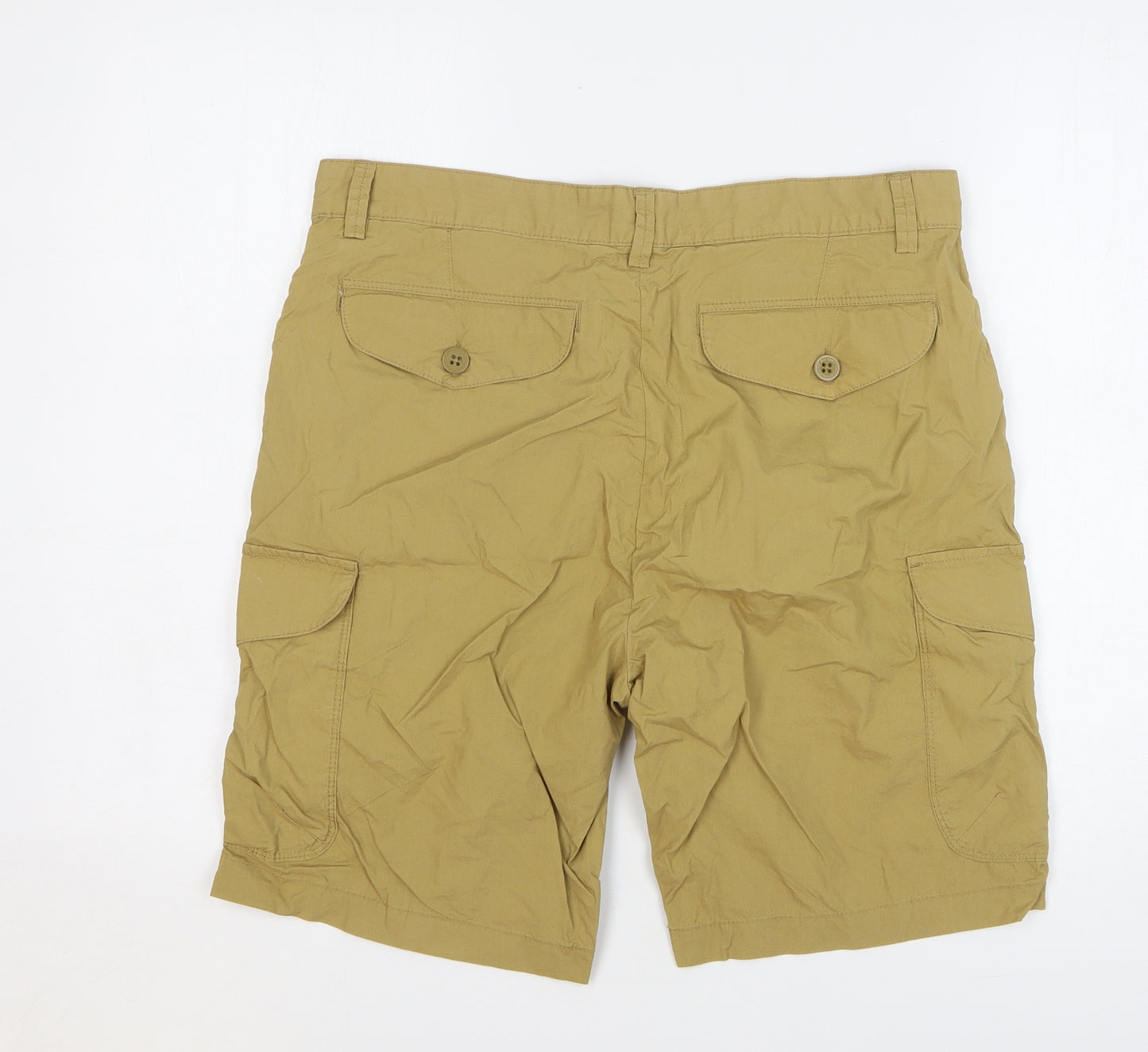 NEXT Mens Beige Cotton Cargo Shorts Size 34 L10 in Regular Button