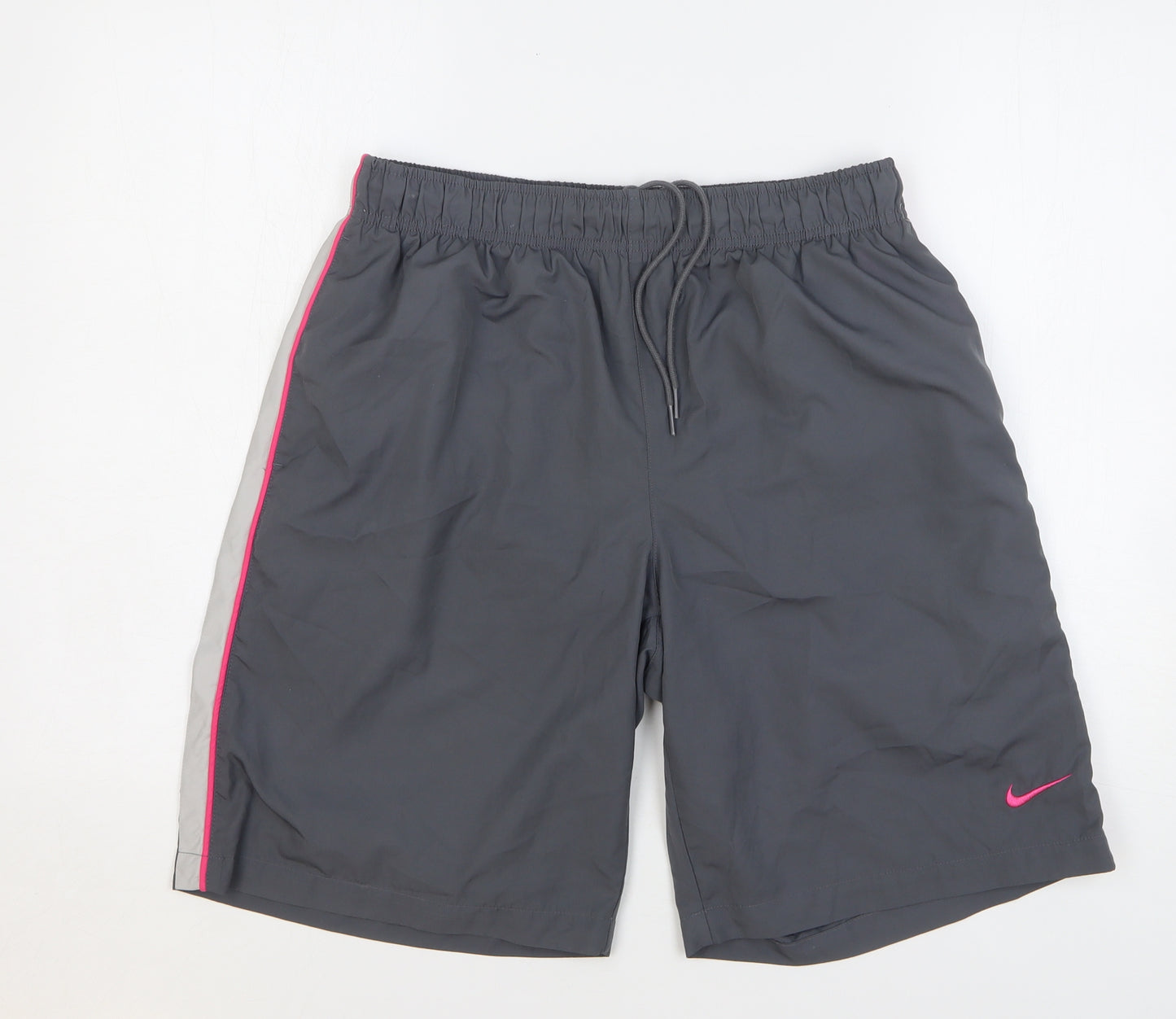 Nike Mens Grey Polyester Bermuda Shorts Size L L10 in Regular Drawstring - Swim Shorts
