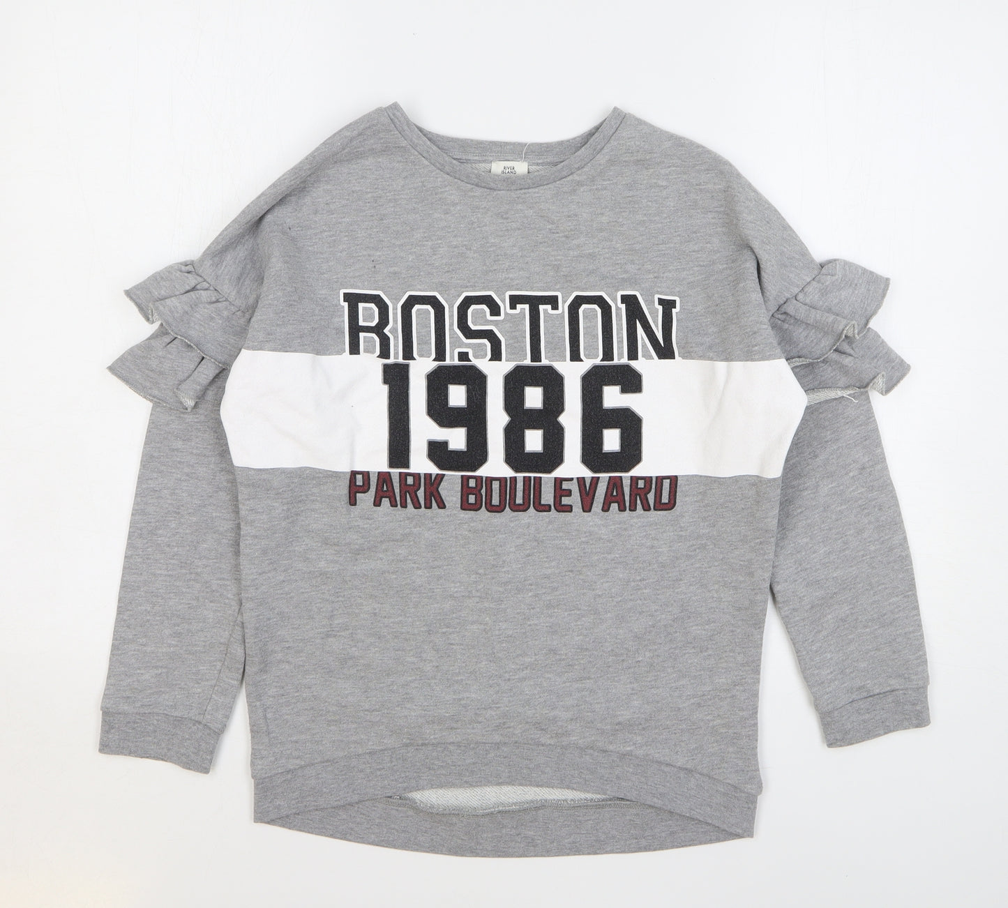 River Island Girls Grey Colourblock Polyester Pullover Sweatshirt Size 9-10 Years Pullover - Boston