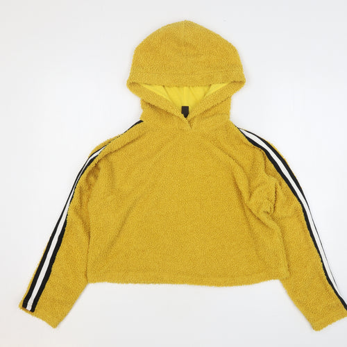 New Look Girls Yellow Polyester Pullover Hoodie Size 12-13 Years Pullover - Cropped