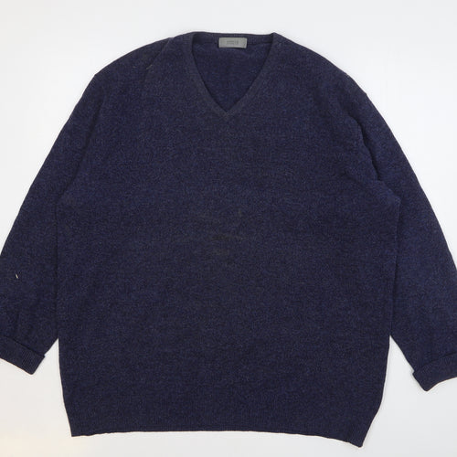 Marks and Spencer Mens Blue V-Neck Wool Pullover Jumper Size L
