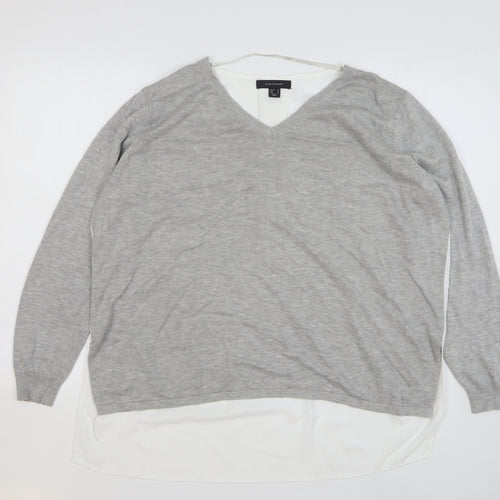 Atmosphere Womens Grey V-Neck Viscose Pullover Jumper Size 18