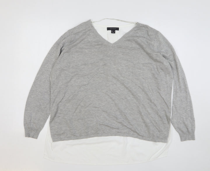 Atmosphere Womens Grey V-Neck Viscose Pullover Jumper Size 18