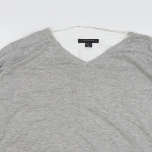Atmosphere Womens Grey V-Neck Viscose Pullover Jumper Size 18
