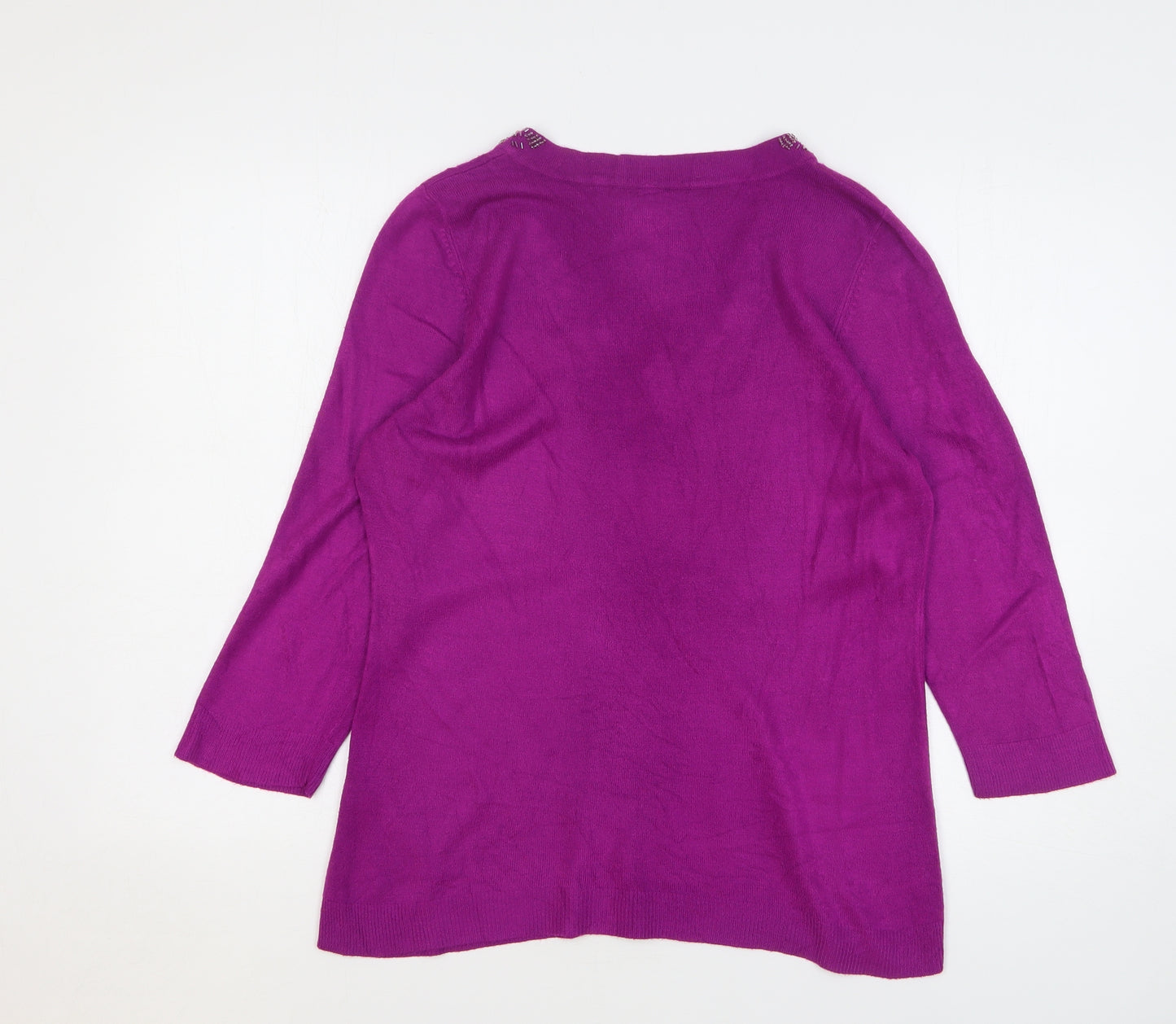 BHS Womens Purple V-Neck Acrylic Pullover Jumper Size 14