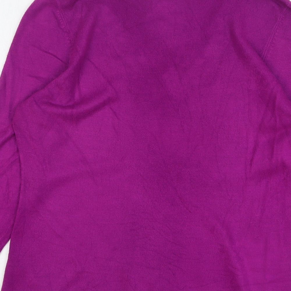 BHS Womens Purple V-Neck Acrylic Pullover Jumper Size 14