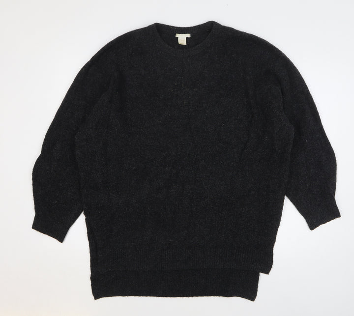 H&M Womens Grey Round Neck Acrylic Pullover Jumper Size S