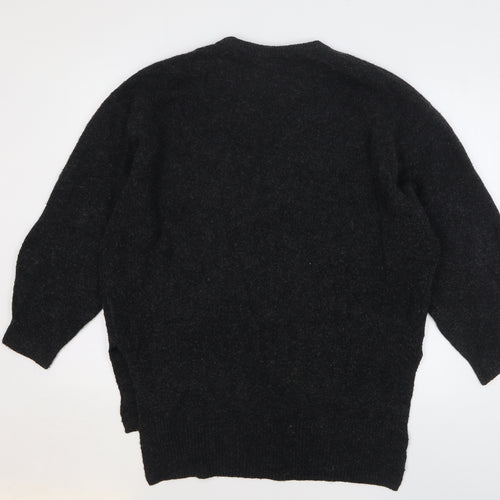 H&M Womens Grey Round Neck Acrylic Pullover Jumper Size S
