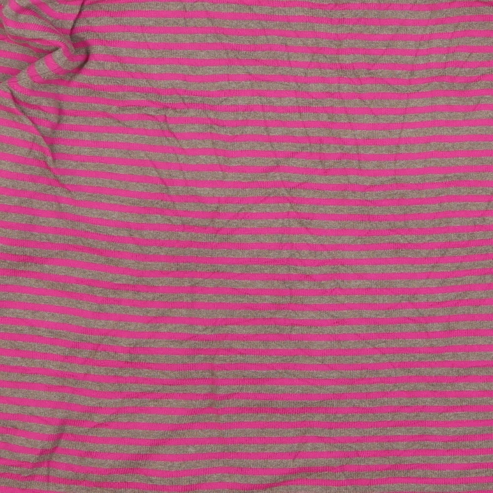 H&M Womens Pink Round Neck Striped Cotton Pullover Jumper Size L