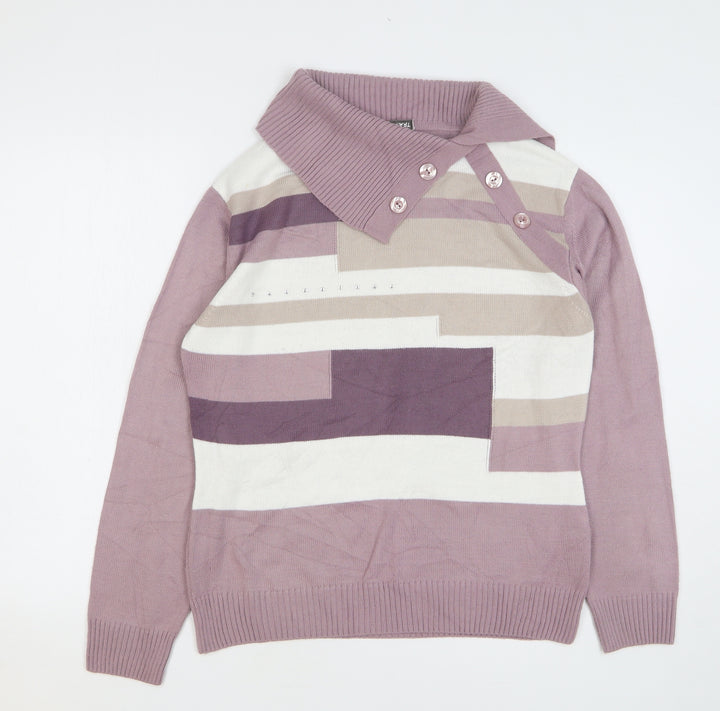 Demart Womens Pink Roll Neck Acrylic Pullover Jumper Size 14