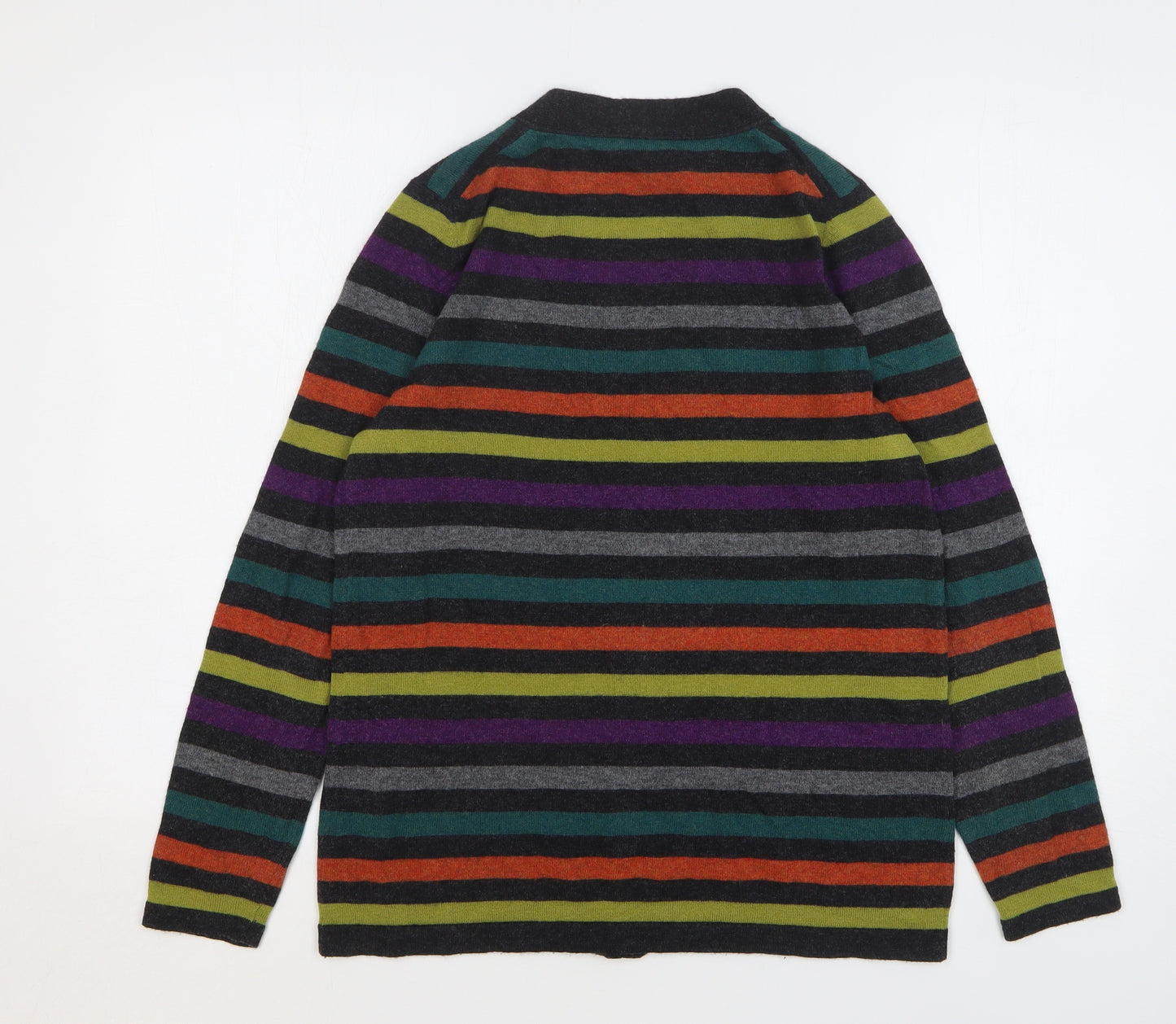 EAST Womens Multicoloured V-Neck Striped Viscose Cardigan Jumper Size M