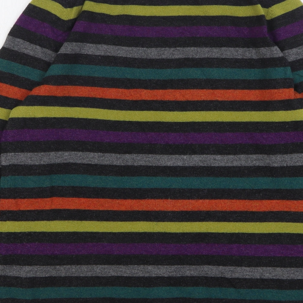 EAST Womens Multicoloured V-Neck Striped Viscose Cardigan Jumper Size M