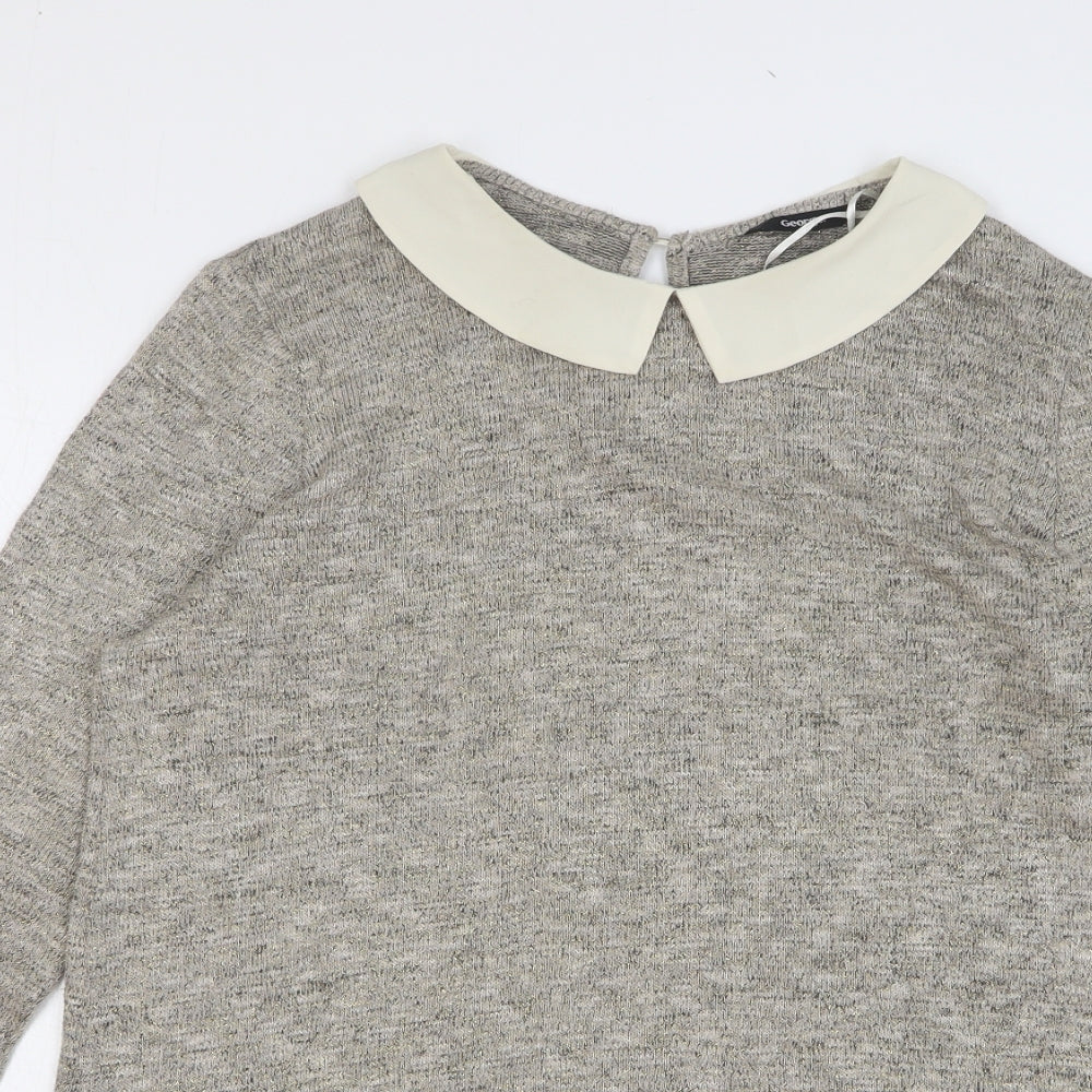 George Womens Beige Collared Viscose Pullover Jumper Size 16