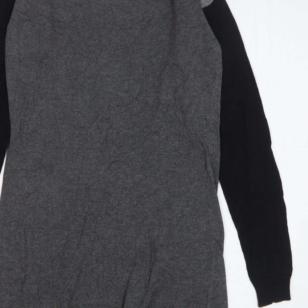 NEXT Womens Grey Cotton Jumper Dress Size 8 Round Neck Pullover