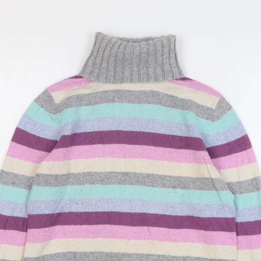Marks and Spencer Womens Multicoloured High Neck Striped Cotton Pullover Jumper Size 12