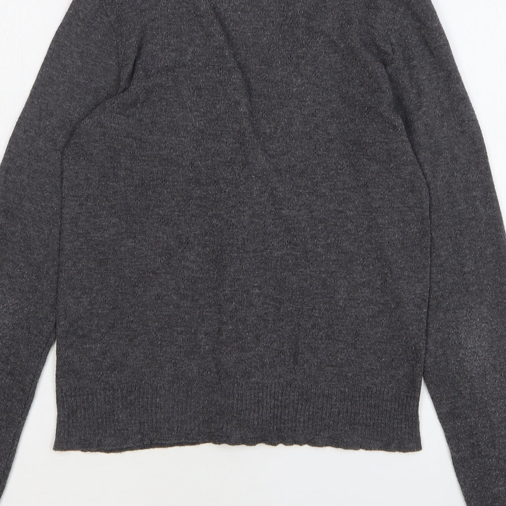 Jigsaw Womens Grey V-Neck Polyester Cardigan Jumper Size M