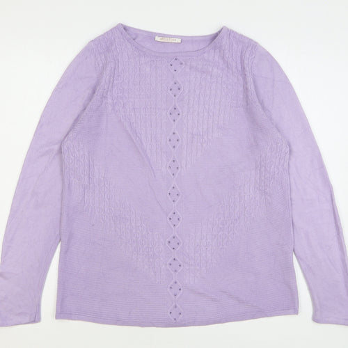 Anna Rose Womens Purple Round Neck Acrylic Pullover Jumper Size L