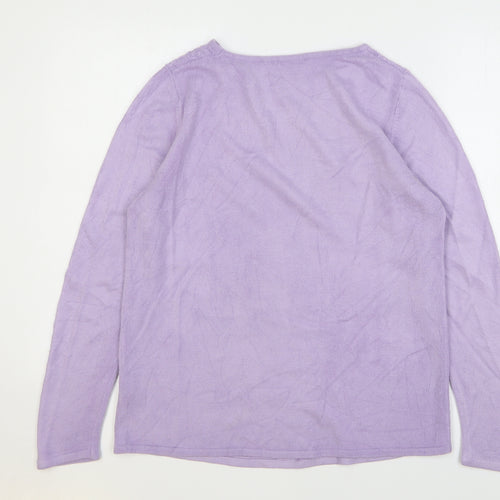 Anna Rose Womens Purple Round Neck Acrylic Pullover Jumper Size L