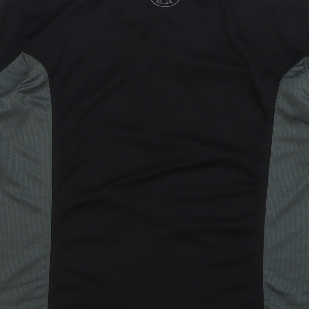 Apache Mens Black Polyester Polo Size L Collared Button