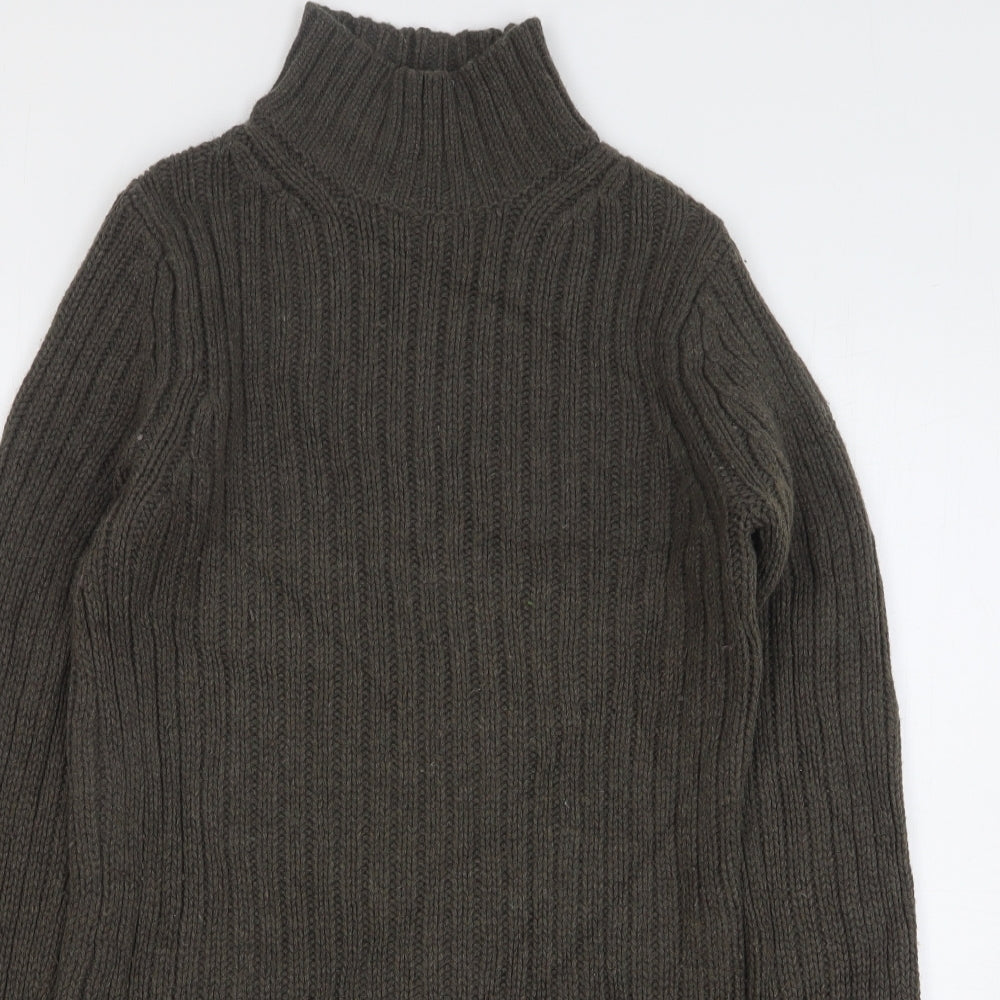 Uniqlo Mens Green High Neck Wool Pullover Jumper Size S