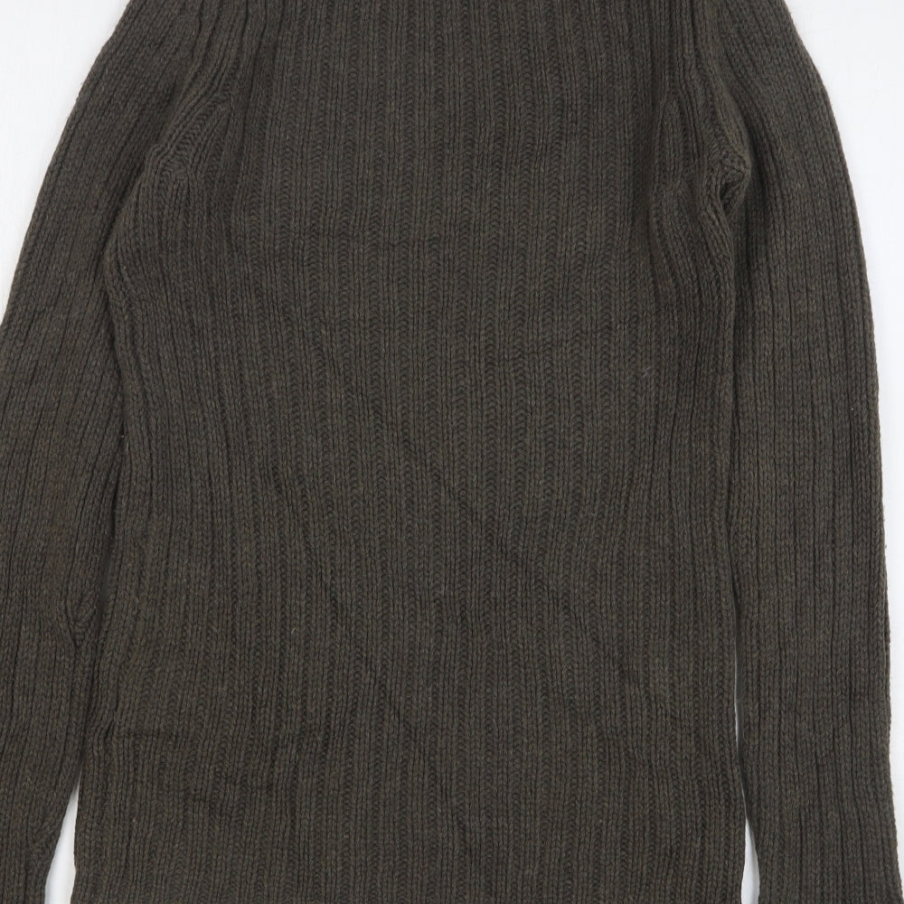 Uniqlo Mens Green High Neck Wool Pullover Jumper Size S
