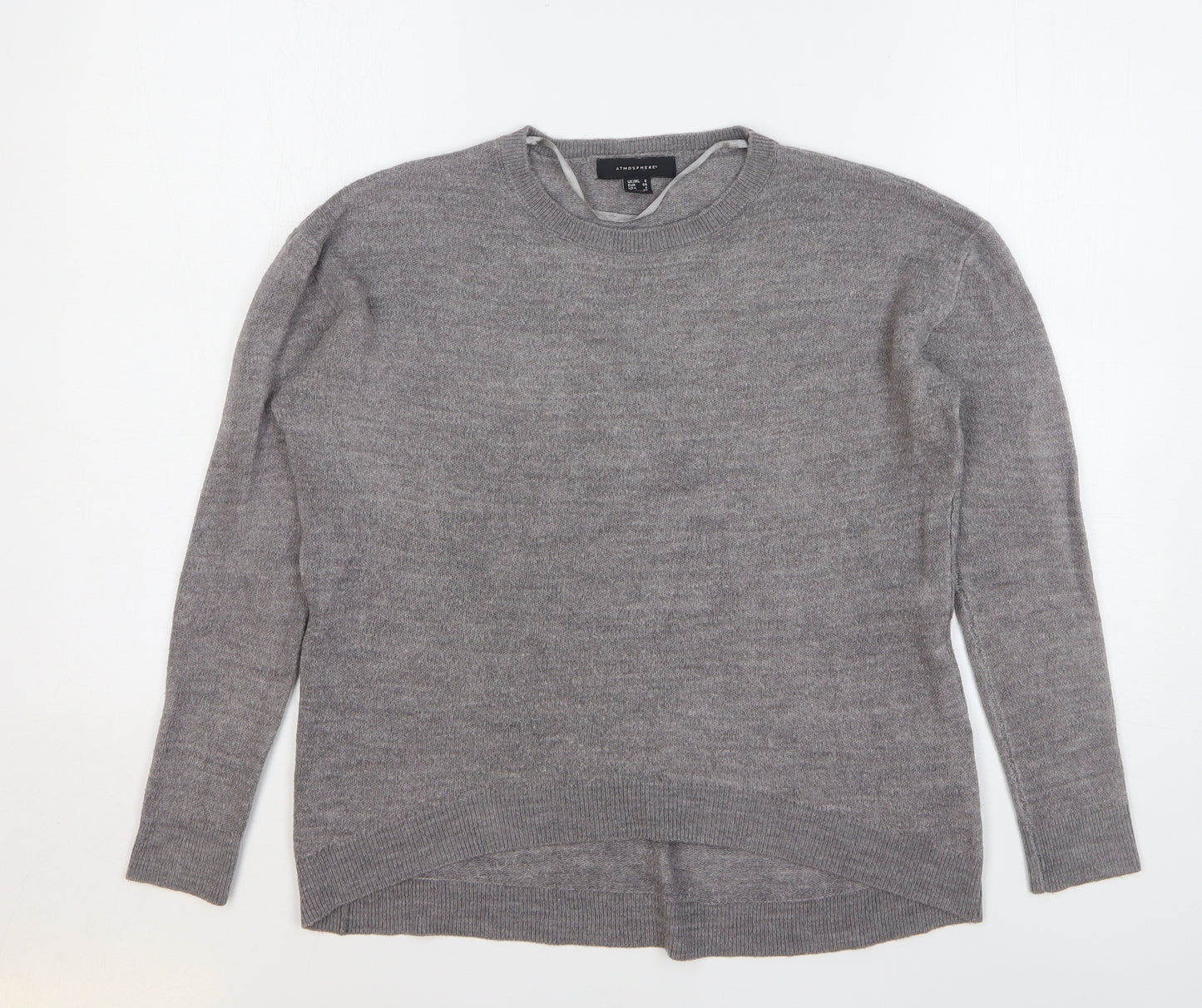 Atmosphere Womens Grey Round Neck Acrylic Pullover Jumper Size 6