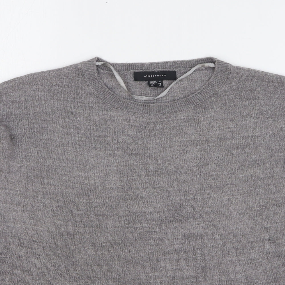 Atmosphere Womens Grey Round Neck Acrylic Pullover Jumper Size 6