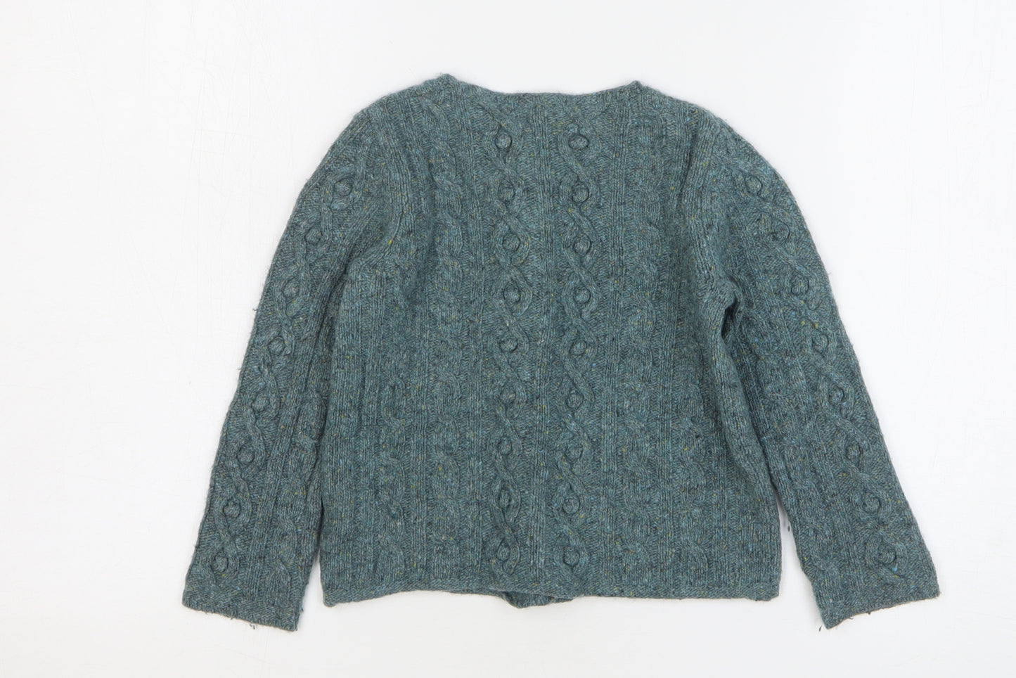 Pett Bateau Girls Green Round Neck Wood Cardigan Jumper Size 6 Years Button