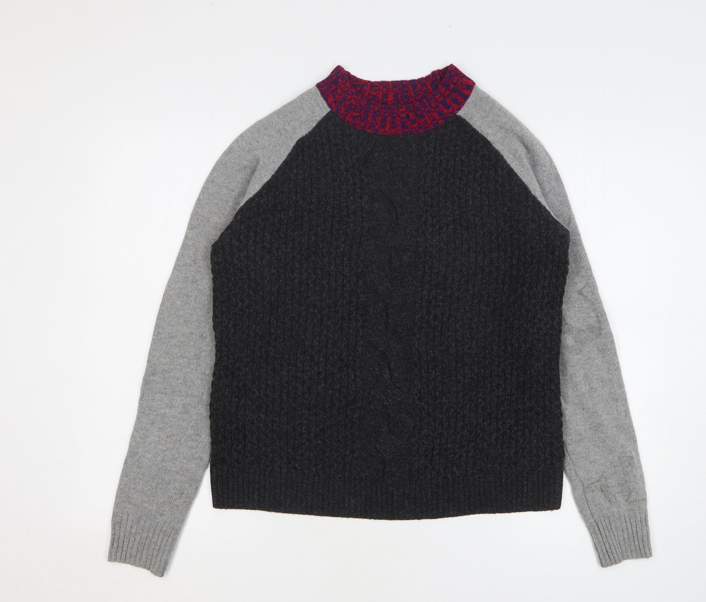 Ken Womens Grey Round Neck Wool Pullover Jumper Size L