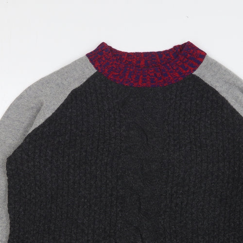 Ken Womens Grey Round Neck Wool Pullover Jumper Size L