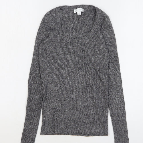 Warehouse Womens Grey Scoop Neck Viscose Pullover Jumper Size 6