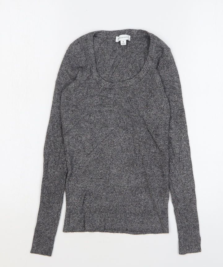 Warehouse Womens Grey Scoop Neck Viscose Pullover Jumper Size 6