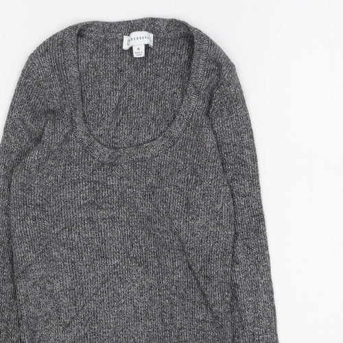 Warehouse Womens Grey Scoop Neck Viscose Pullover Jumper Size 6