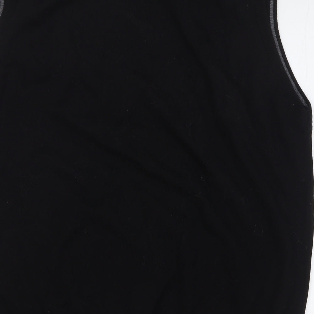 Marks and Spencer Mens Black V-Neck Wool Vest Jumper Size L