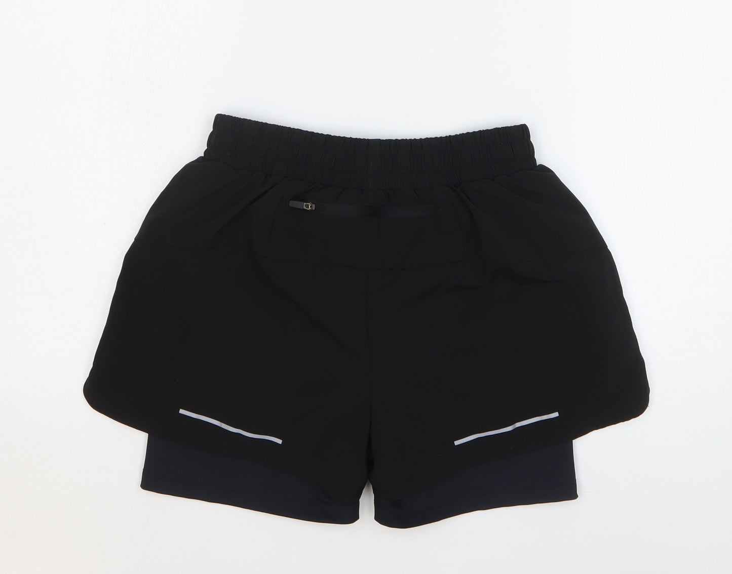 ASOS Womens Black Polyester Athletic Shorts Size 10 L3 in Regular Drawstring
