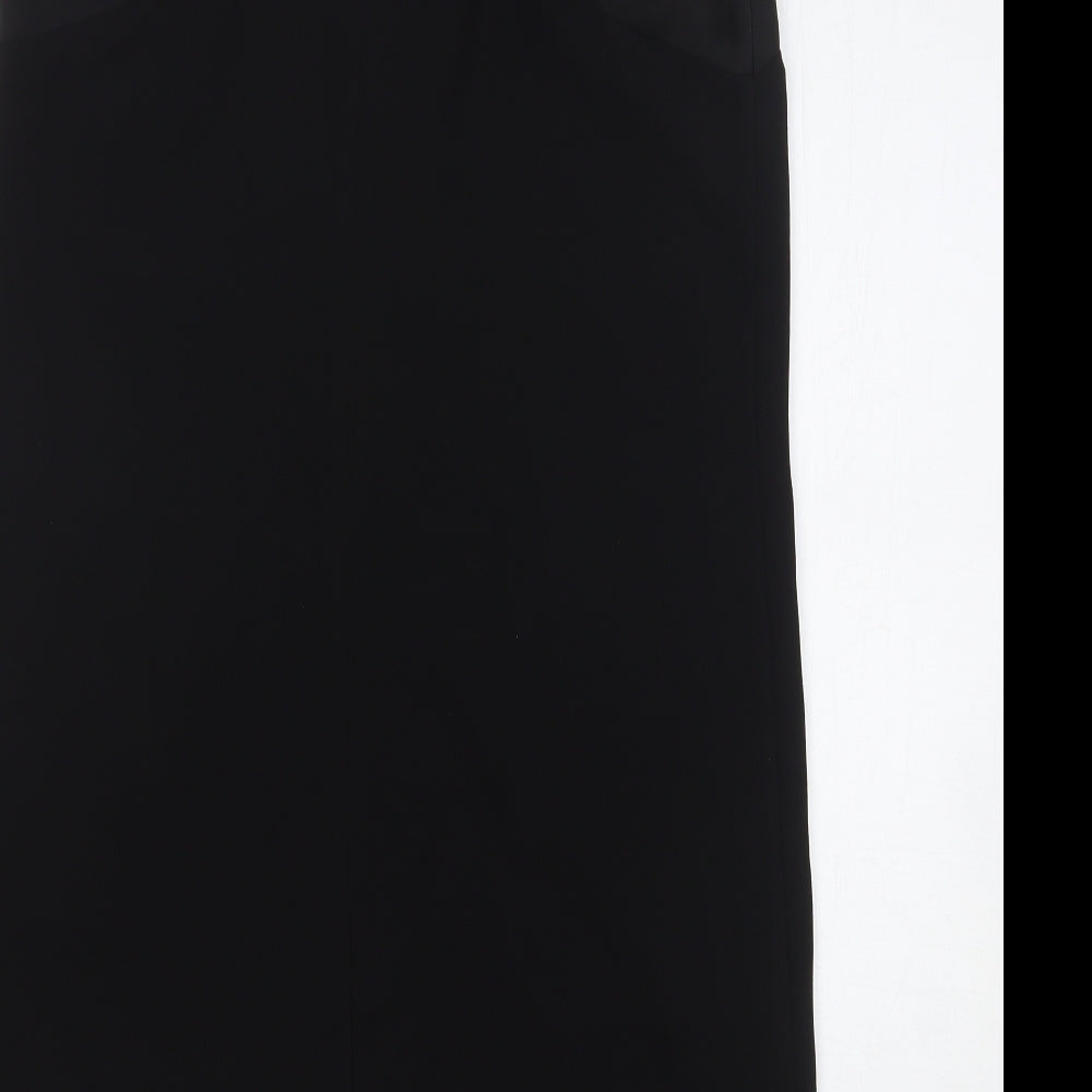 Marks and Spencer Womens Black Polyester Shift Size 10 V-Neck Button