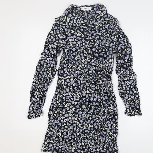 MNG Womens Multicoloured Floral Viscose A-Line Size 6 Collared Button