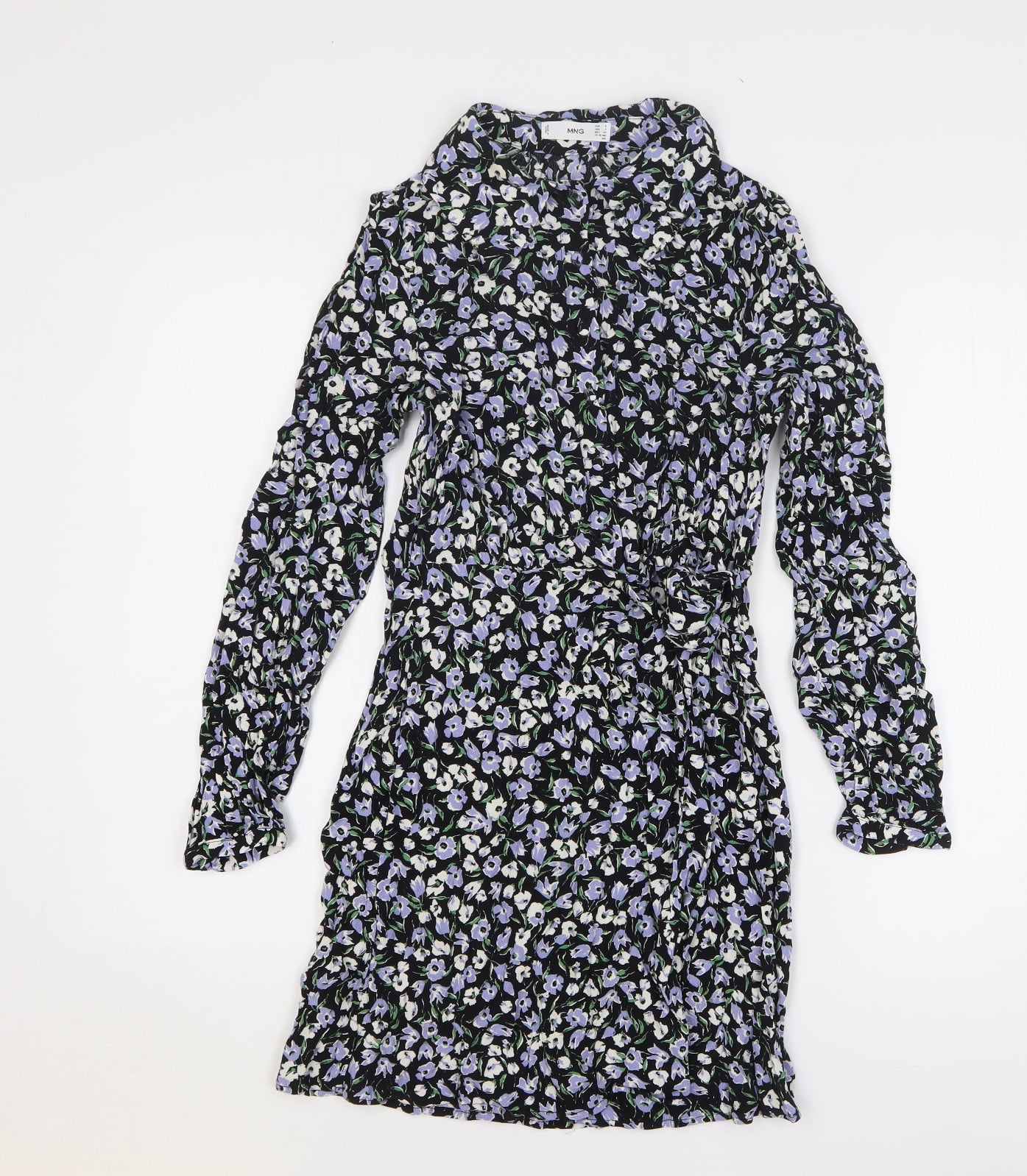 MNG Womens Multicoloured Floral Viscose A-Line Size 6 Collared Button