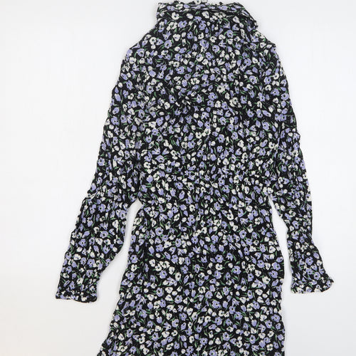 MNG Womens Multicoloured Floral Viscose A-Line Size 6 Collared Button