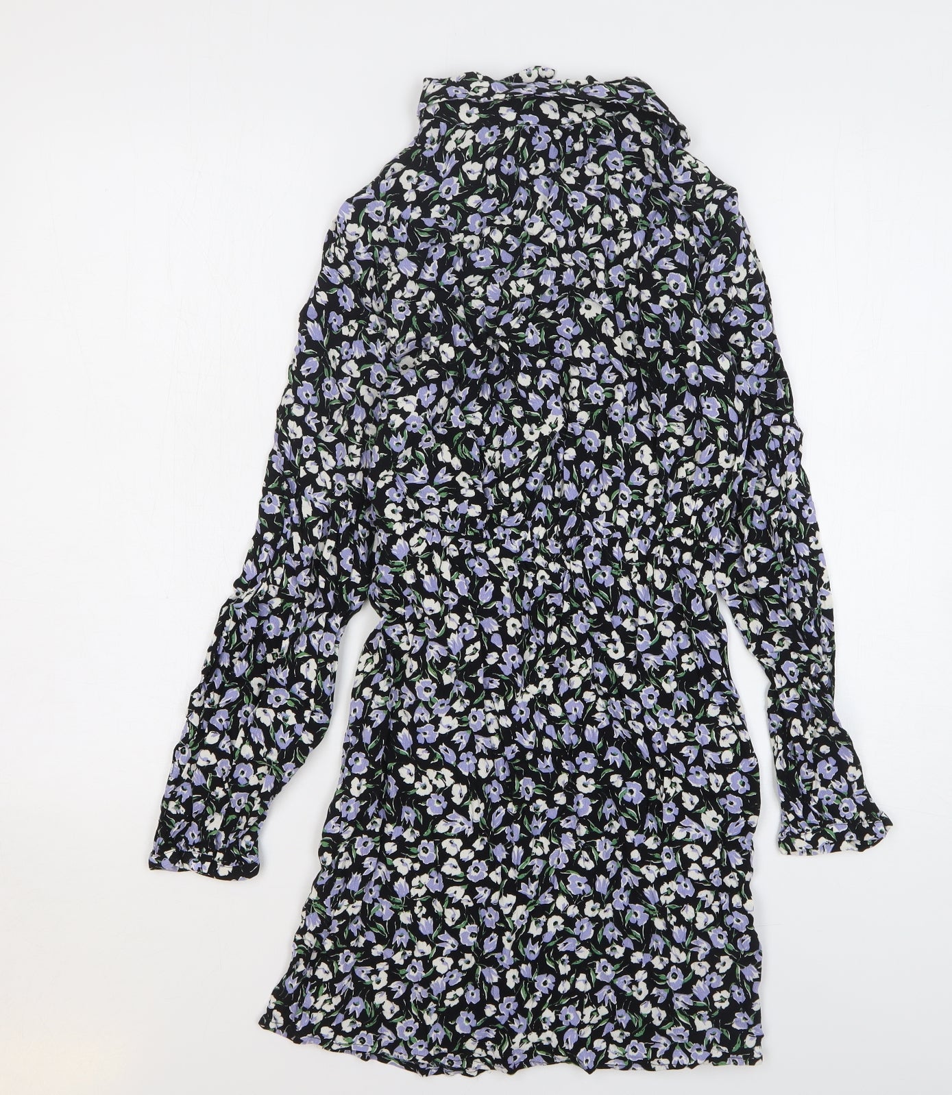 MNG Womens Multicoloured Floral Viscose A-Line Size 6 Collared Button
