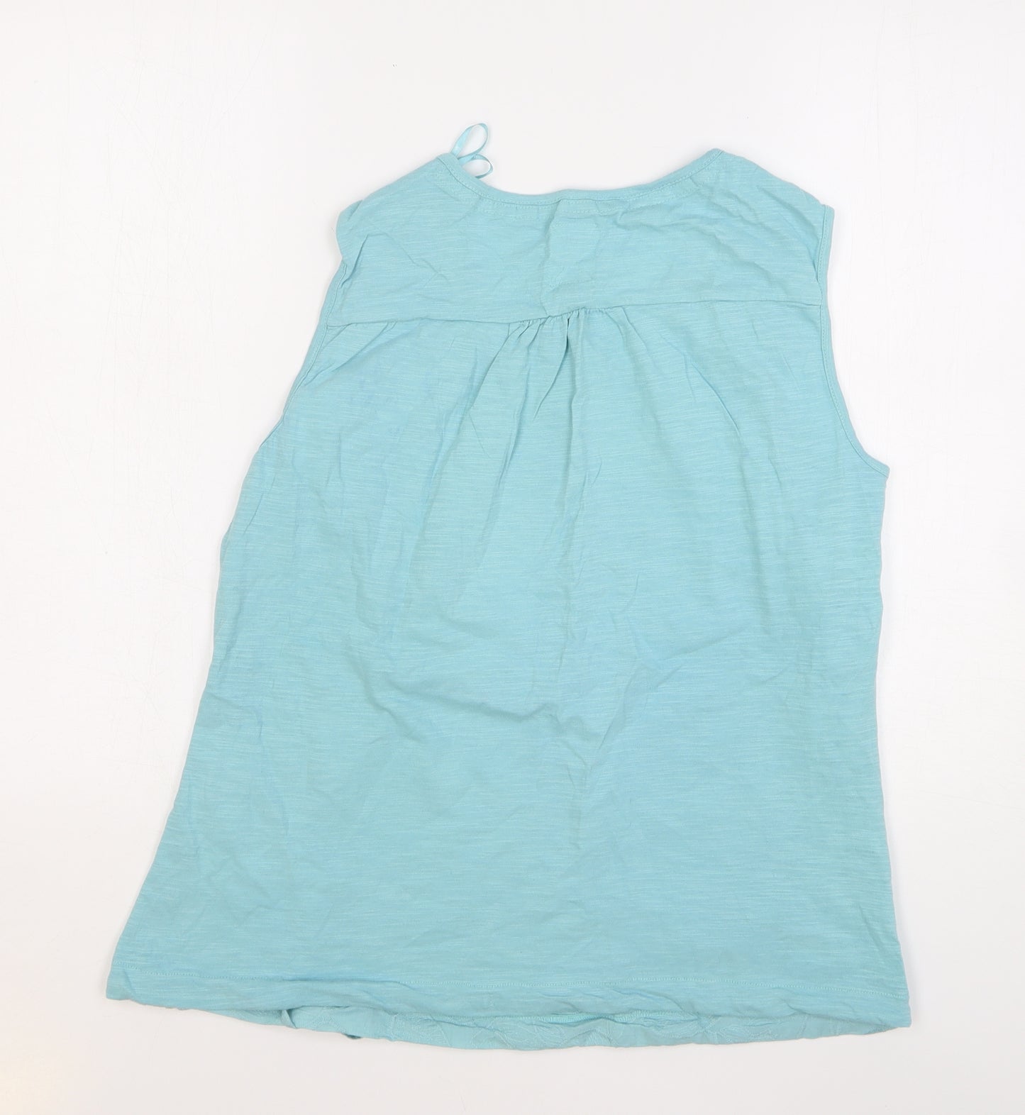 MANTARAY PRODUCTS Womens Blue Floral Cotton Basic Tank Size 14 Round Neck