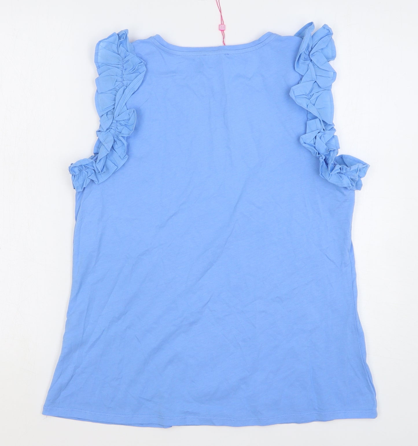 Savida Womens Blue Cotton Basic Tank Size L Round Neck