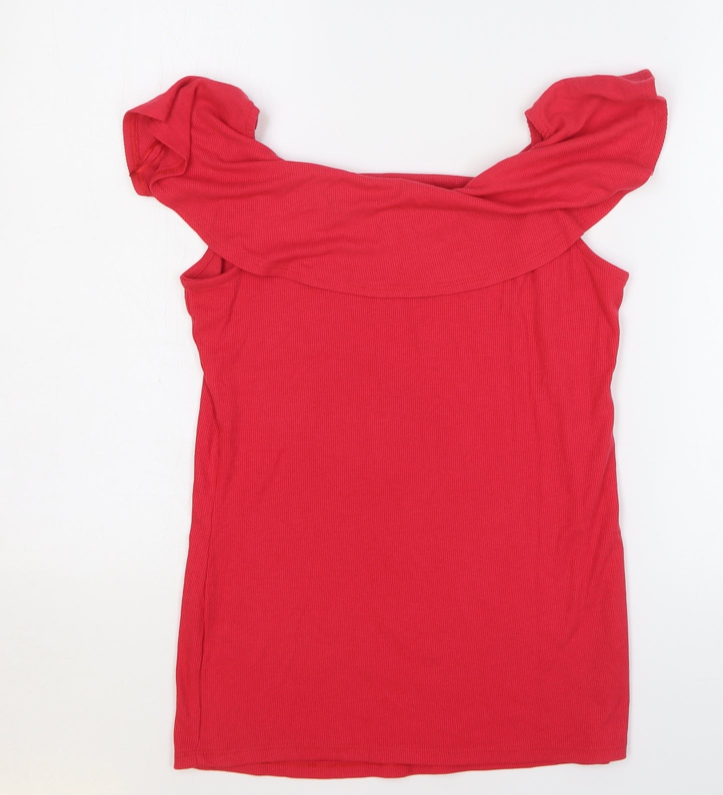 Papaya Womens Red Polyester Basic Tank Size 12 Boat Neck