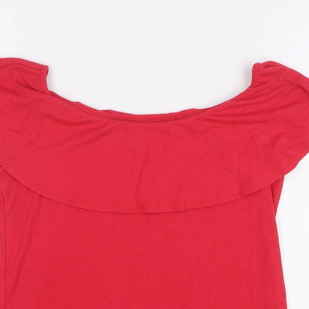 Papaya Womens Red Polyester Basic Tank Size 12 Boat Neck